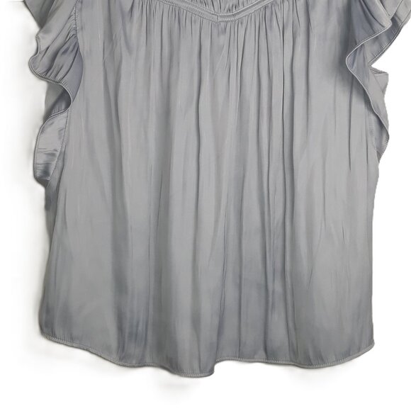 Joie Gray PIntucked Flutter Sleeve Top S Feminine Romantic Office - Picture 5 of 10